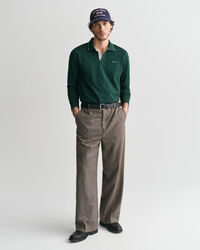 Langærmet poloskjorte med tekstureret krave