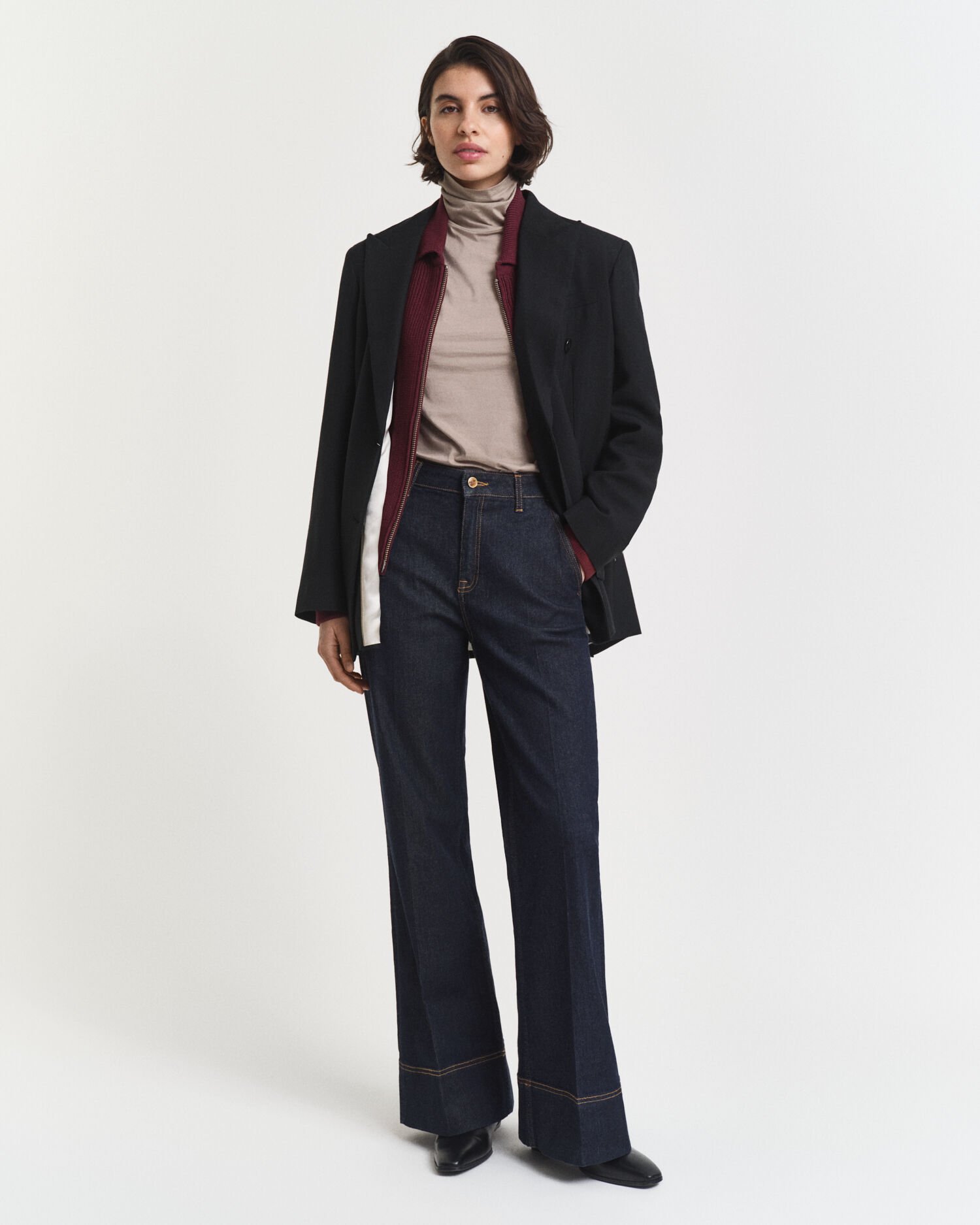 Let top i bomuld med rullekrave