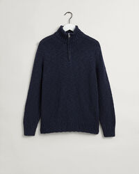 Relaxed Fit sweater i nopret bomuld med halv lynl&aring;s