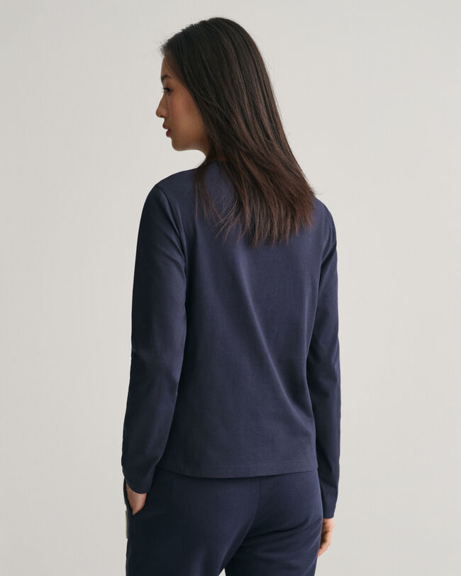 G T-shirt med crewneck og lange &aelig;rmer