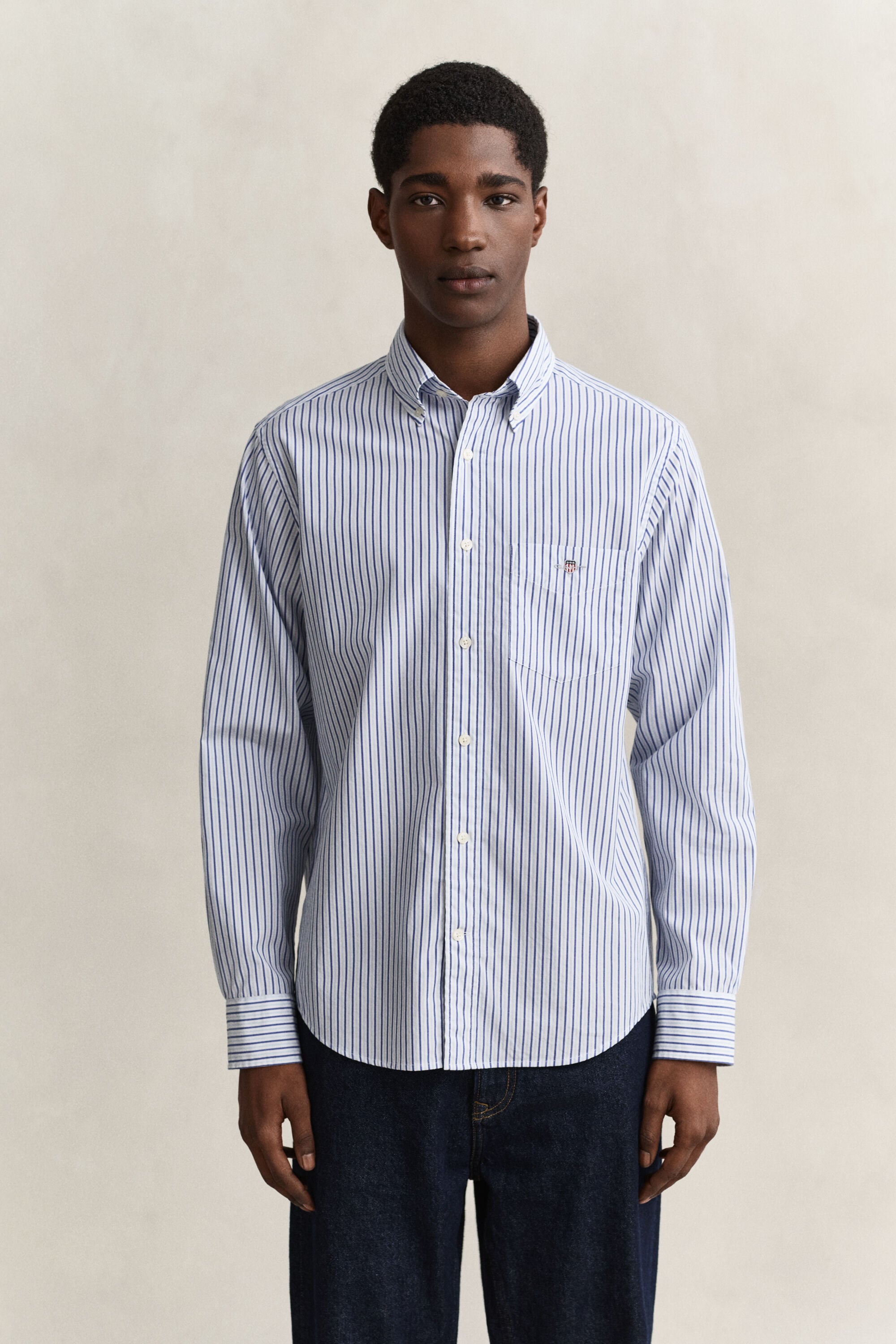 Stribet poplin-skjorte