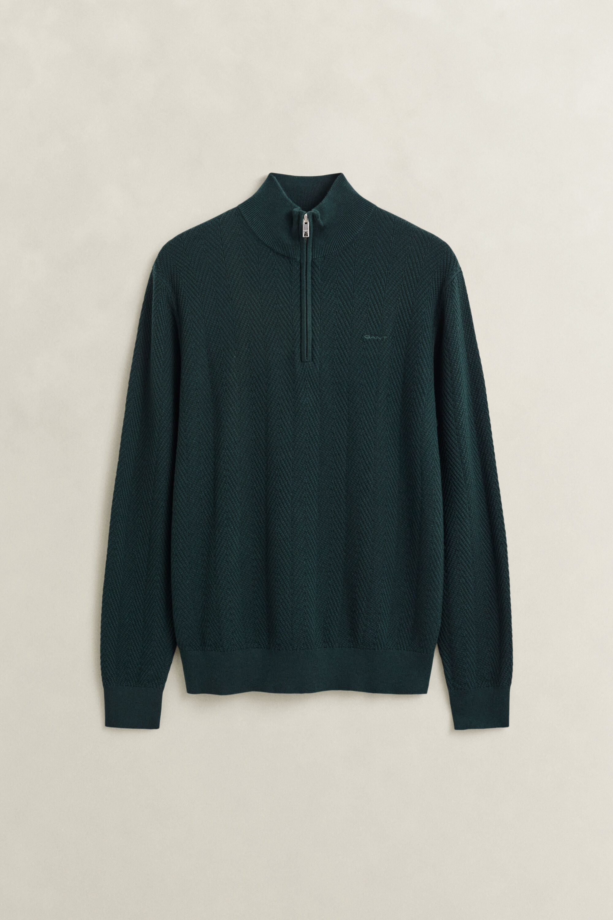 Sildebensmønstret sweater med halv lynlås
