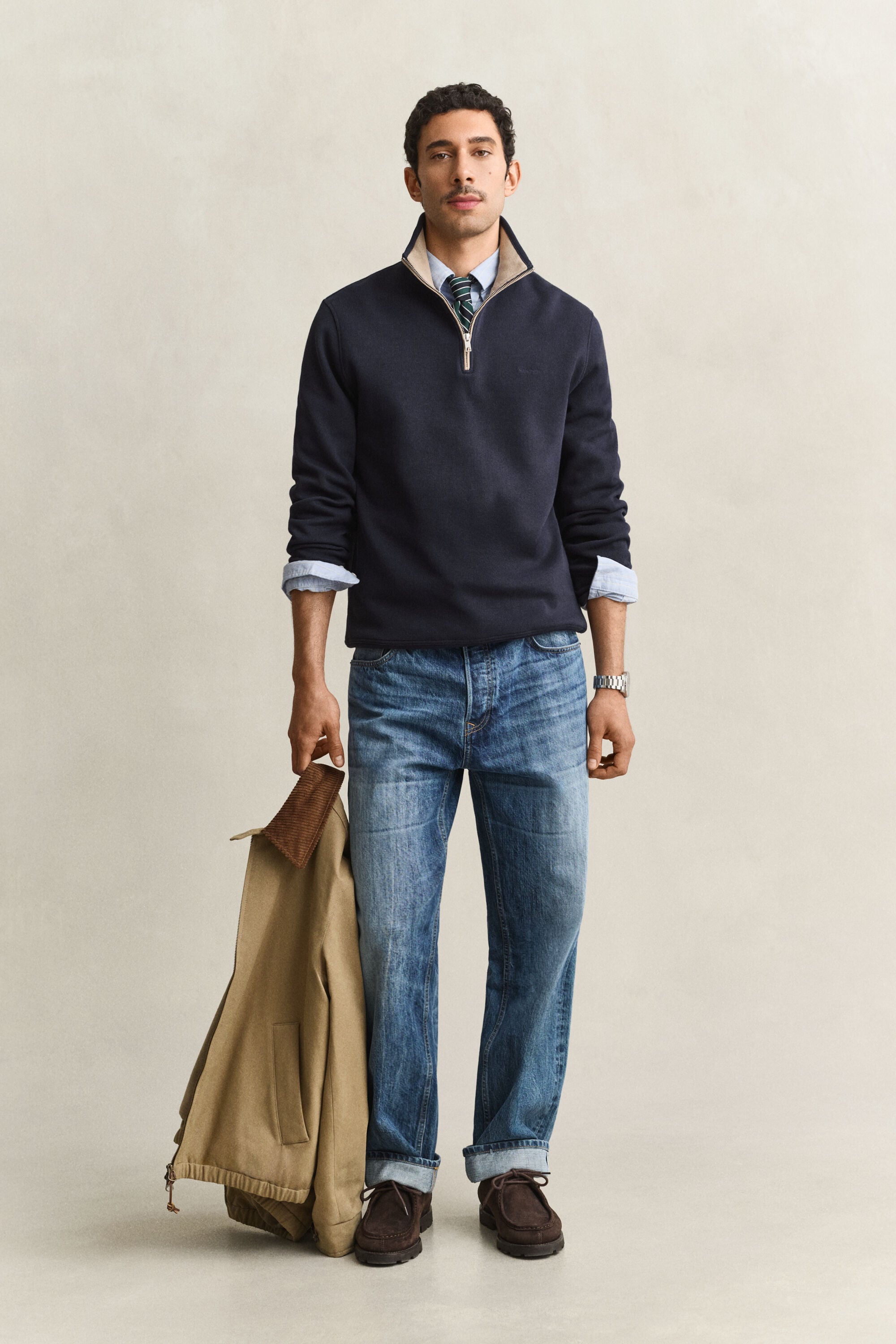 Sacker Rib sweatshirt med halv lynlås