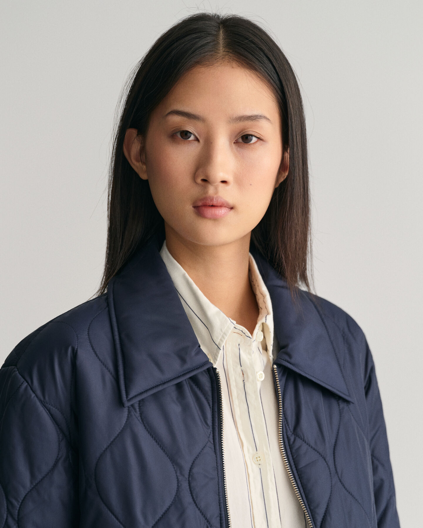 Quiltet jakke med krave