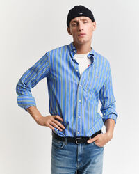 Regular fit klassisk stribet poplin-skjorte