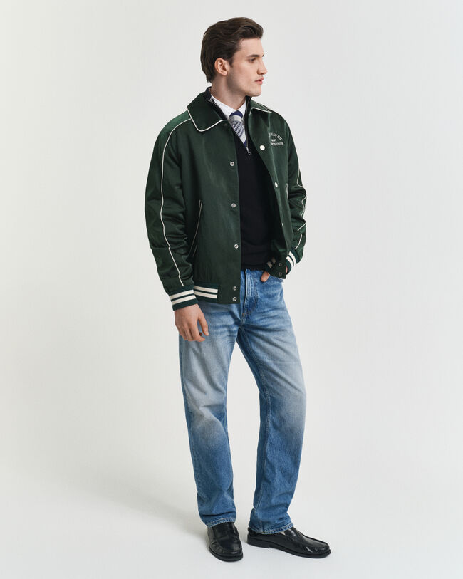 Bomuldspiqué sweater med halv lynlås