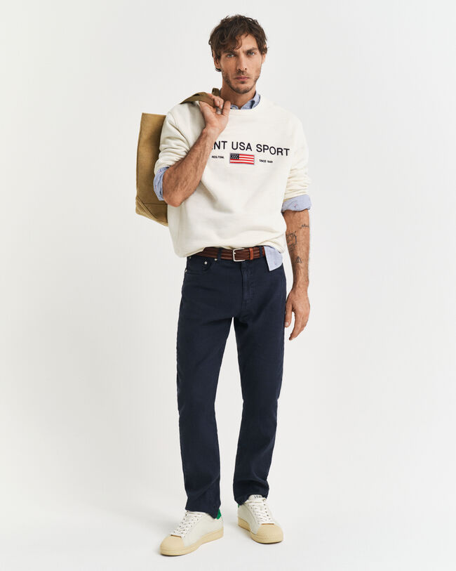 Regular fit jeans af bomuld og hør