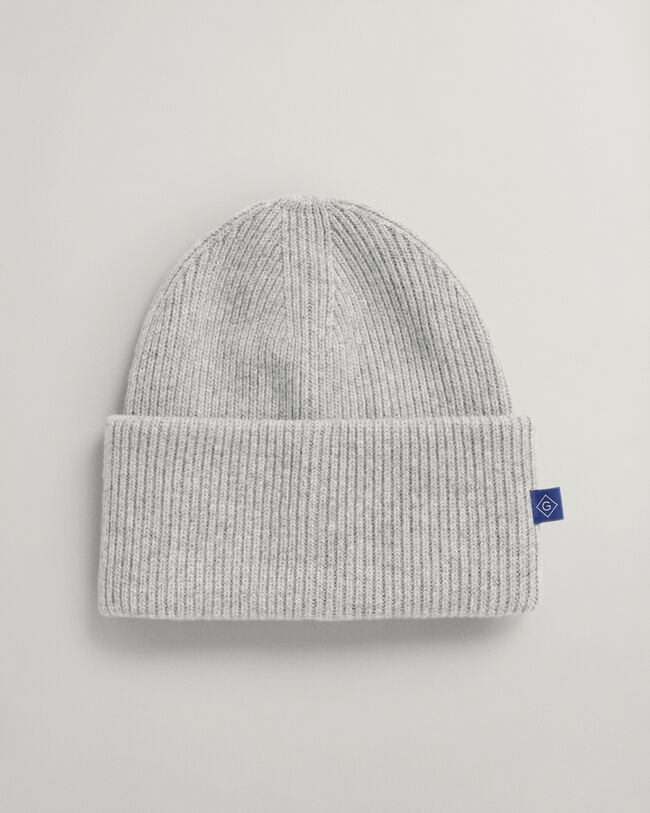 Ribstrikket beanie