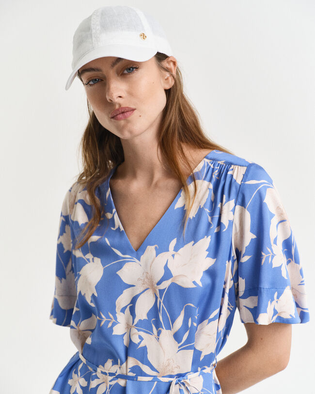 Kortærmet kjole med blomstertryk