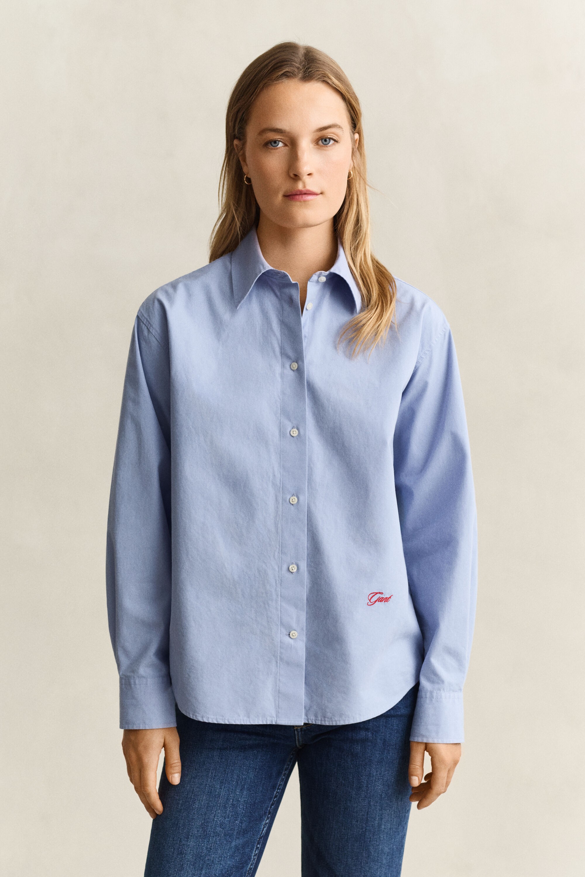 Relaxed poplin skjorte