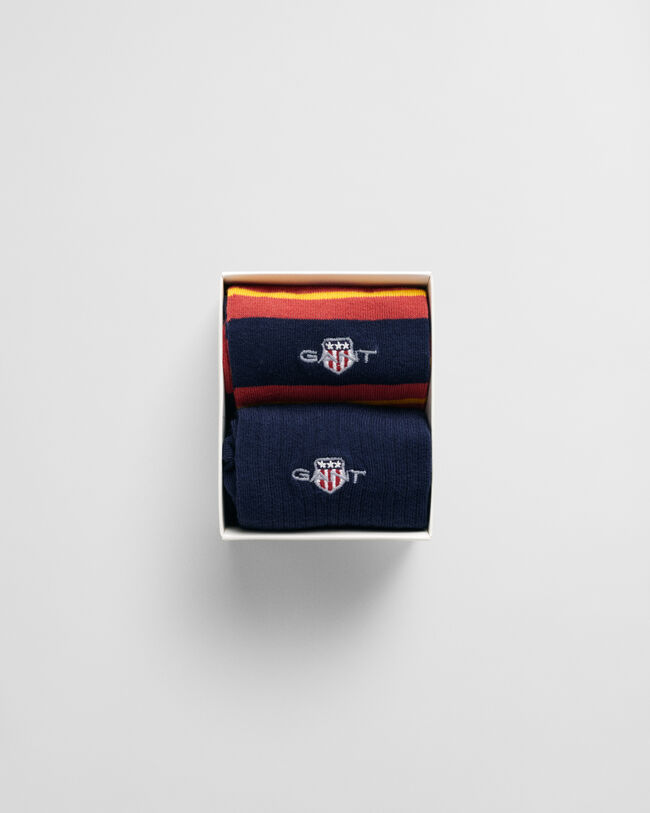 2-Pack Shield Rugger-stribede sokker i gave&aelig;ske