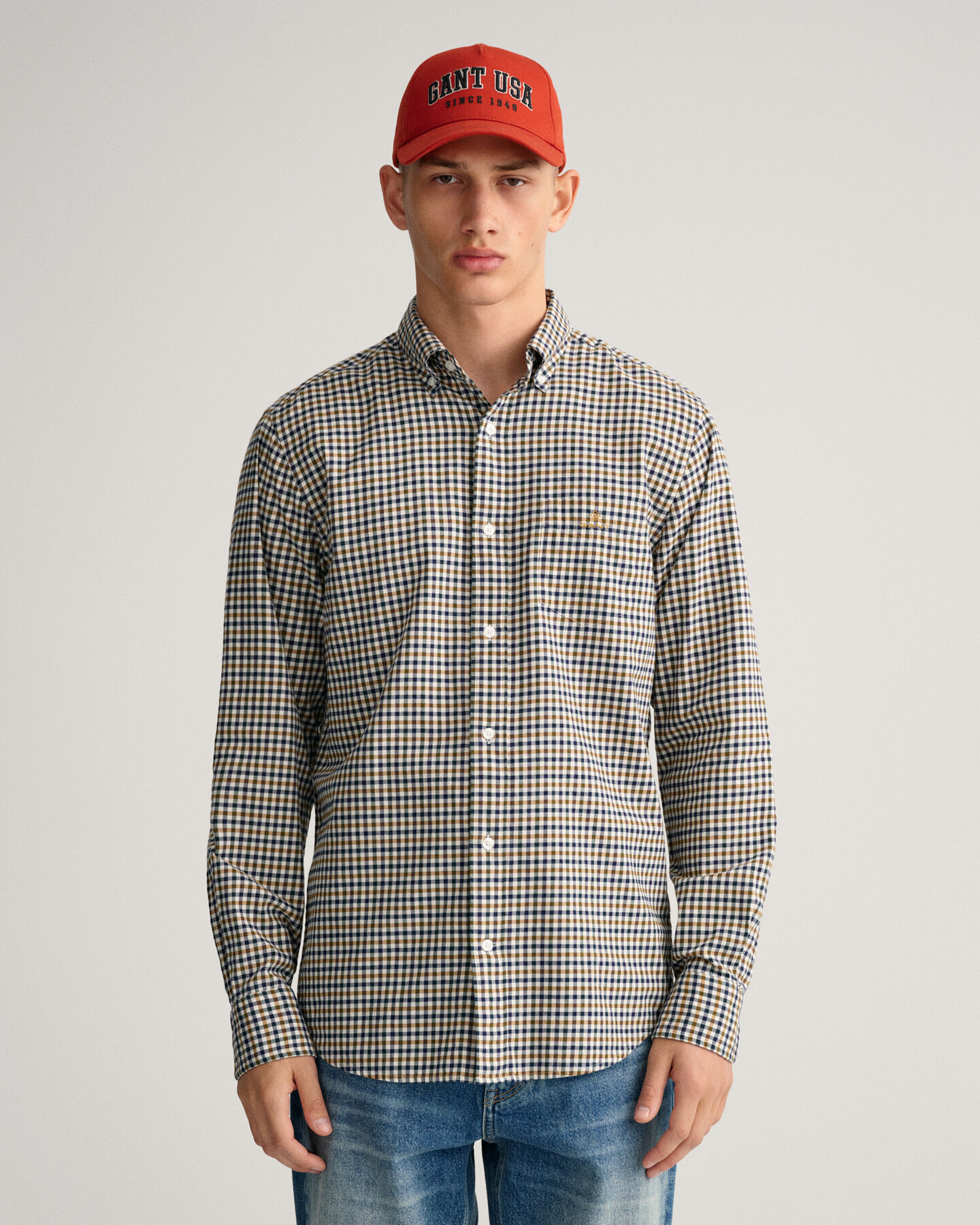 Regular fit gingham skjorte af twill