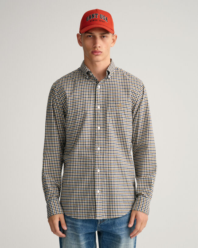 Regular fit gingham skjorte af twill