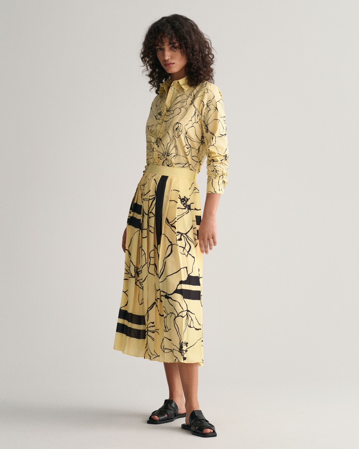 Regular fit skjorte af bomuldsvoile med Line Drawing