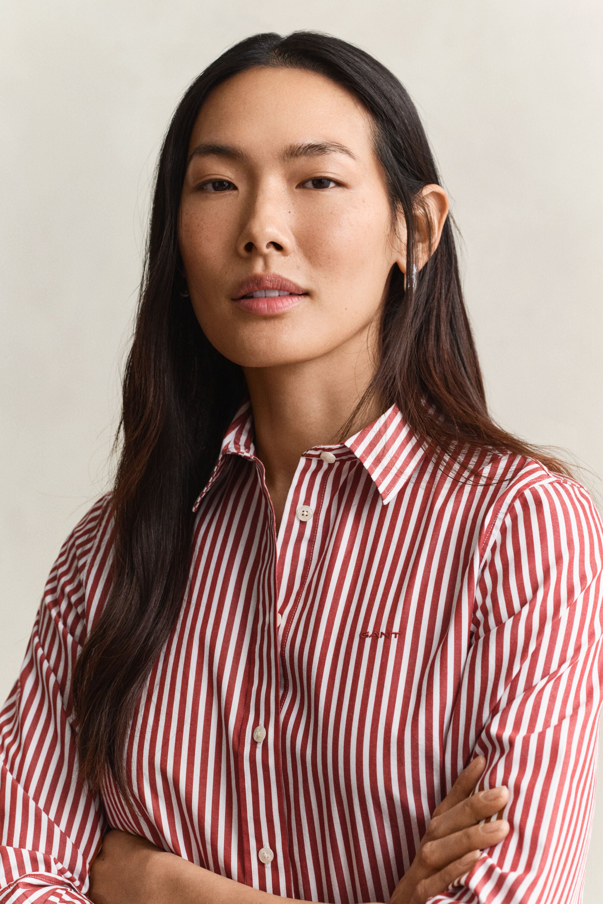 Regular fit stribet klassisk poplin-skjorte