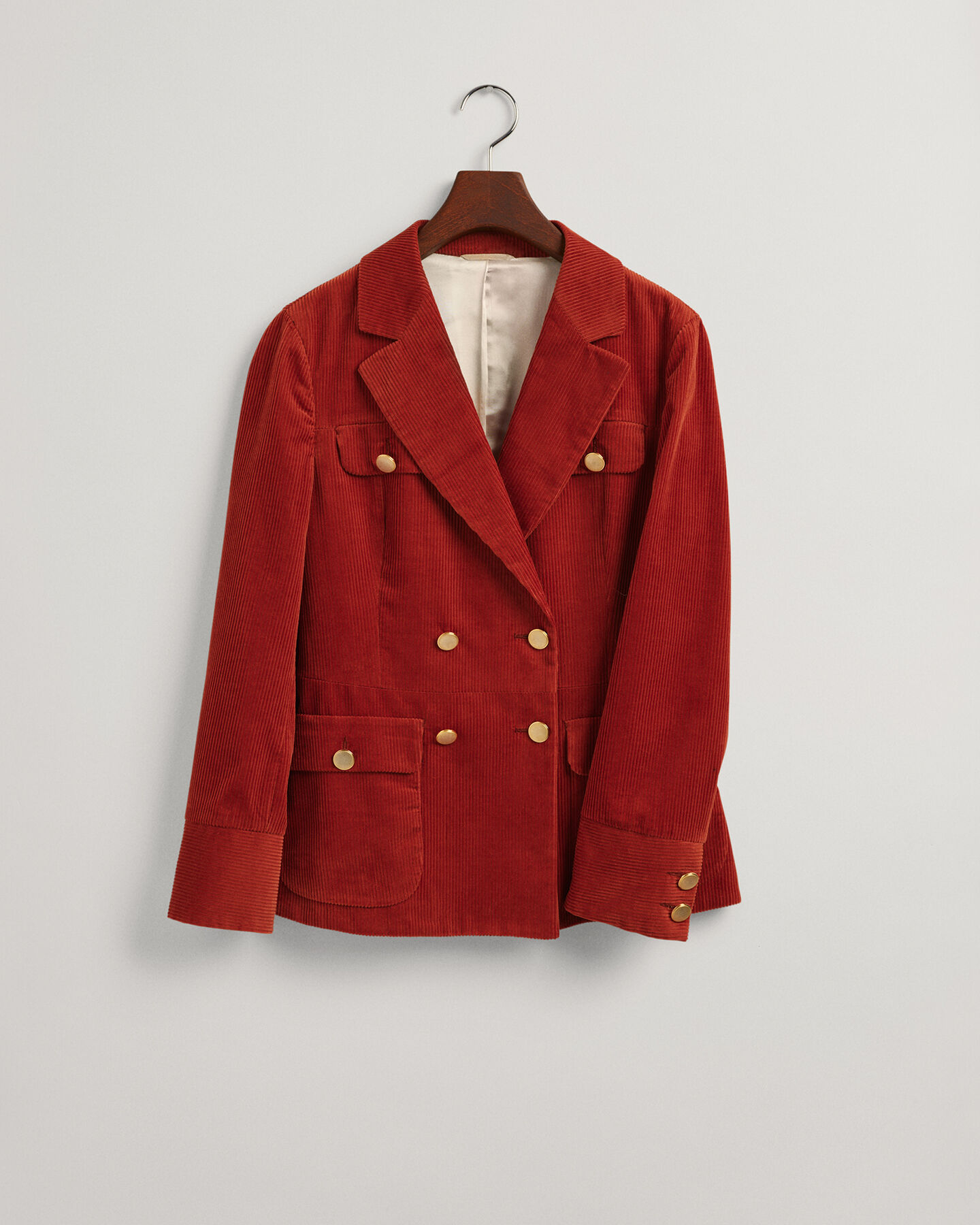 Slim jakkeblazer af jernbanefløjl