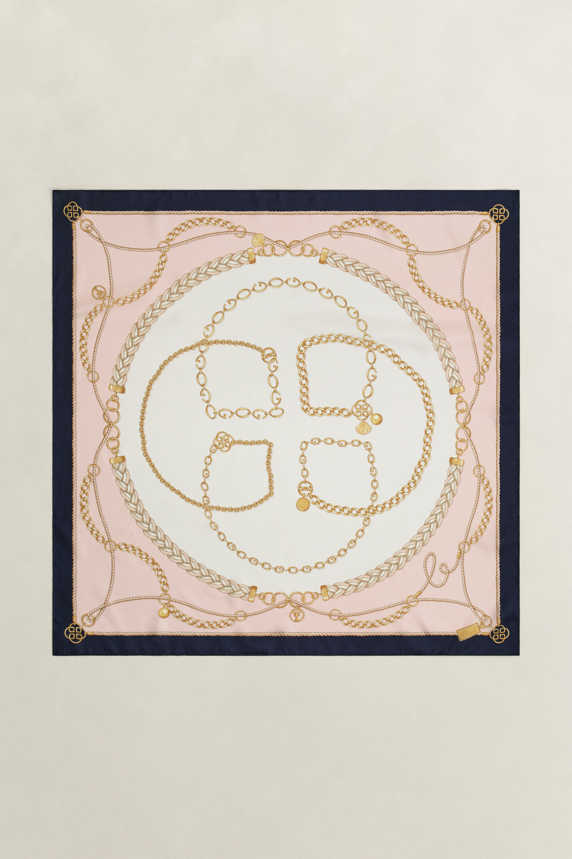 Silketørklæde med kædetryk