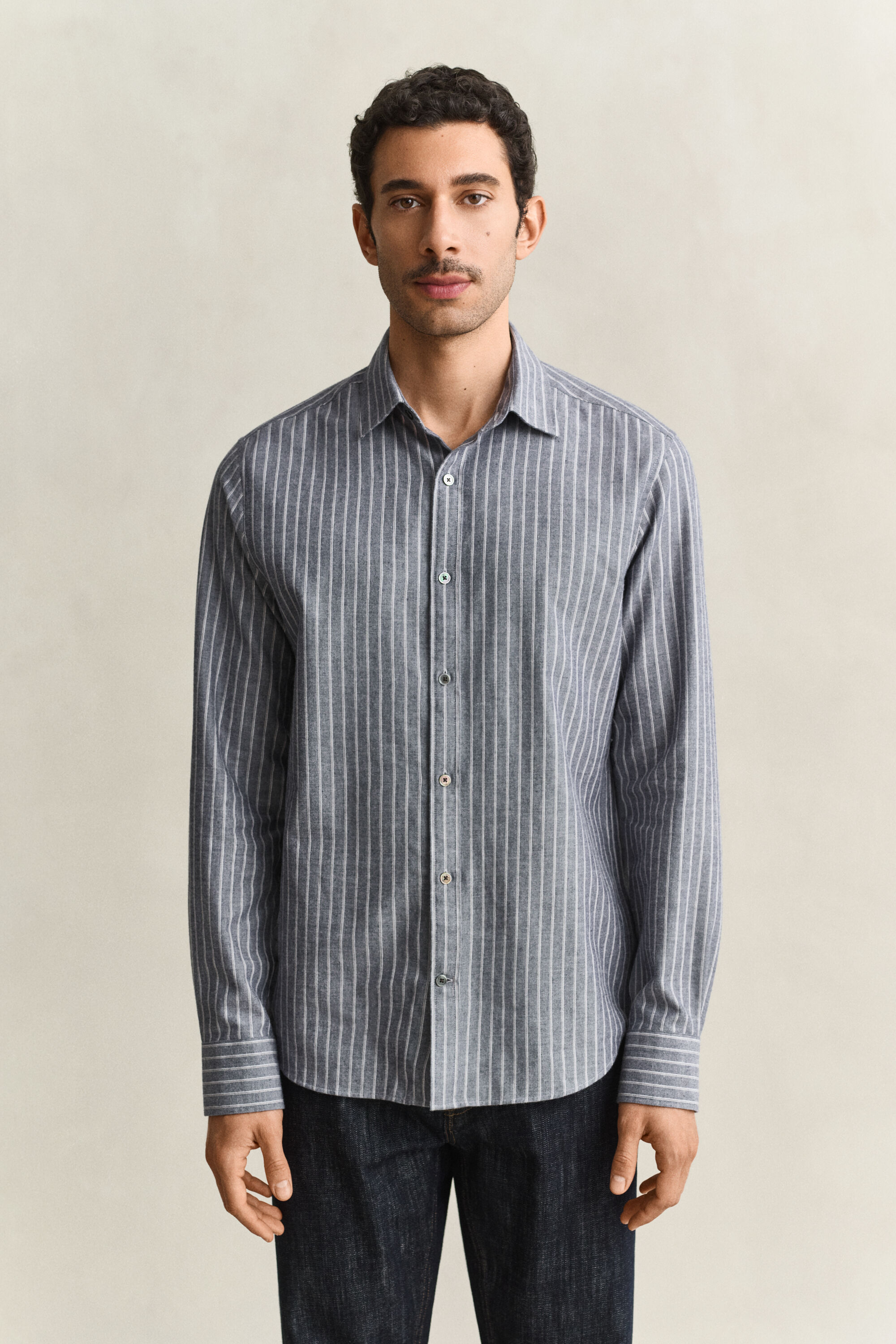 Stribet melangeskjorte i flannel