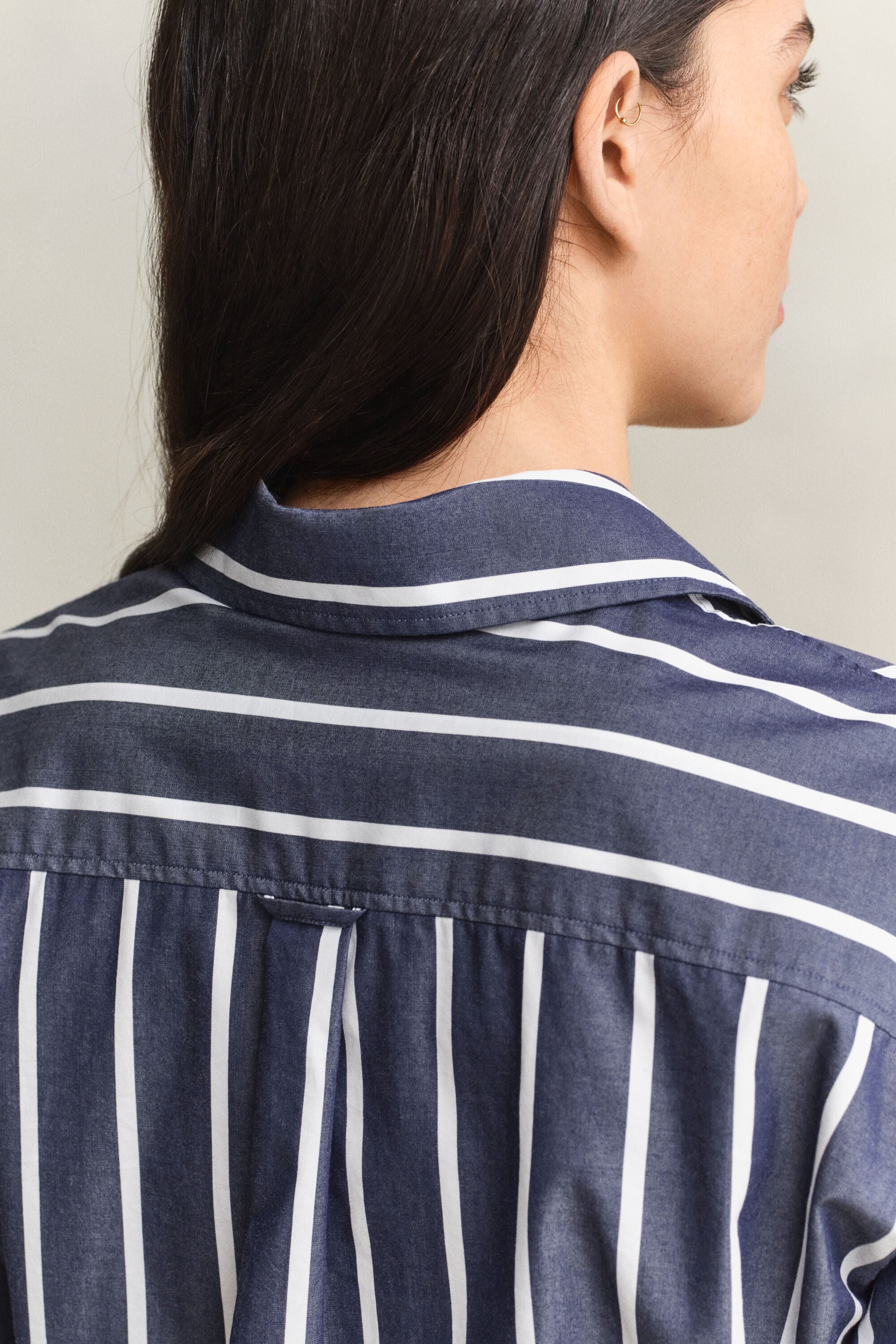 Relaxed fit stribet klassisk poplin-skjorte