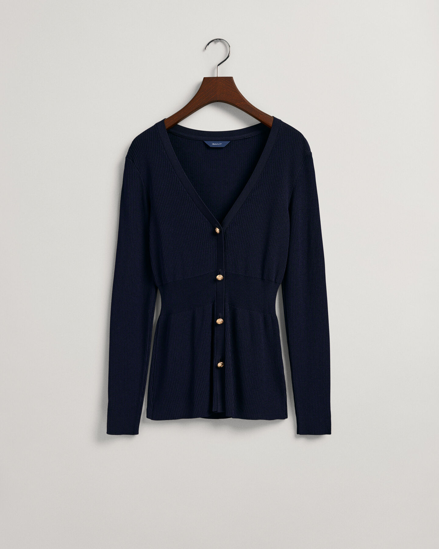 Ribstrikket cardigan-top