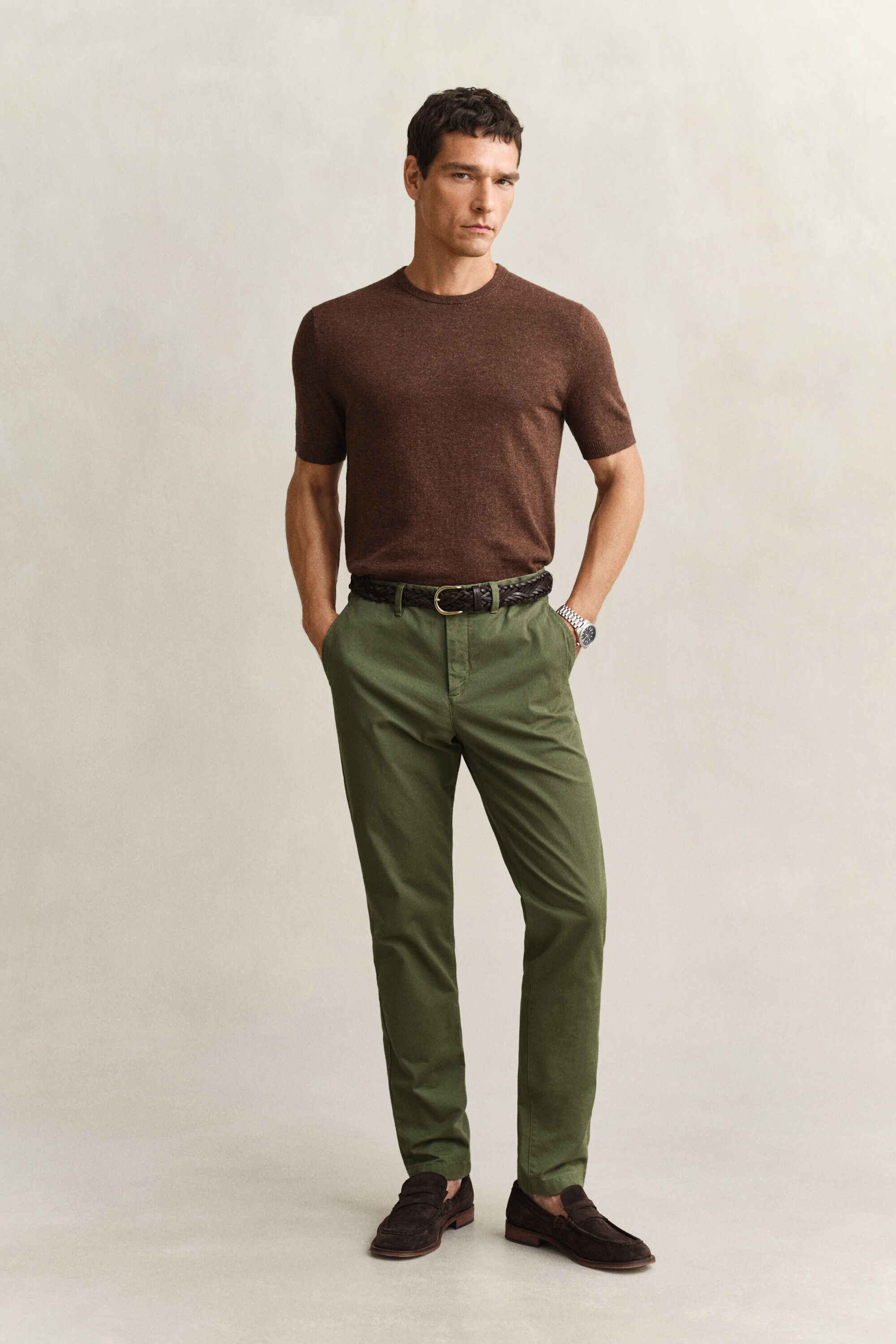 Kortærmet sweater af nopret bomuldsblanding