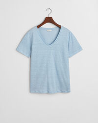 T-shirt af h&oslash;r med V-hals