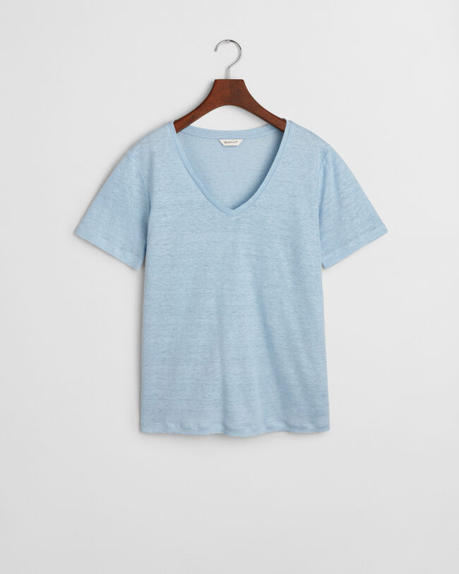 T-shirt af h&oslash;r med V-hals