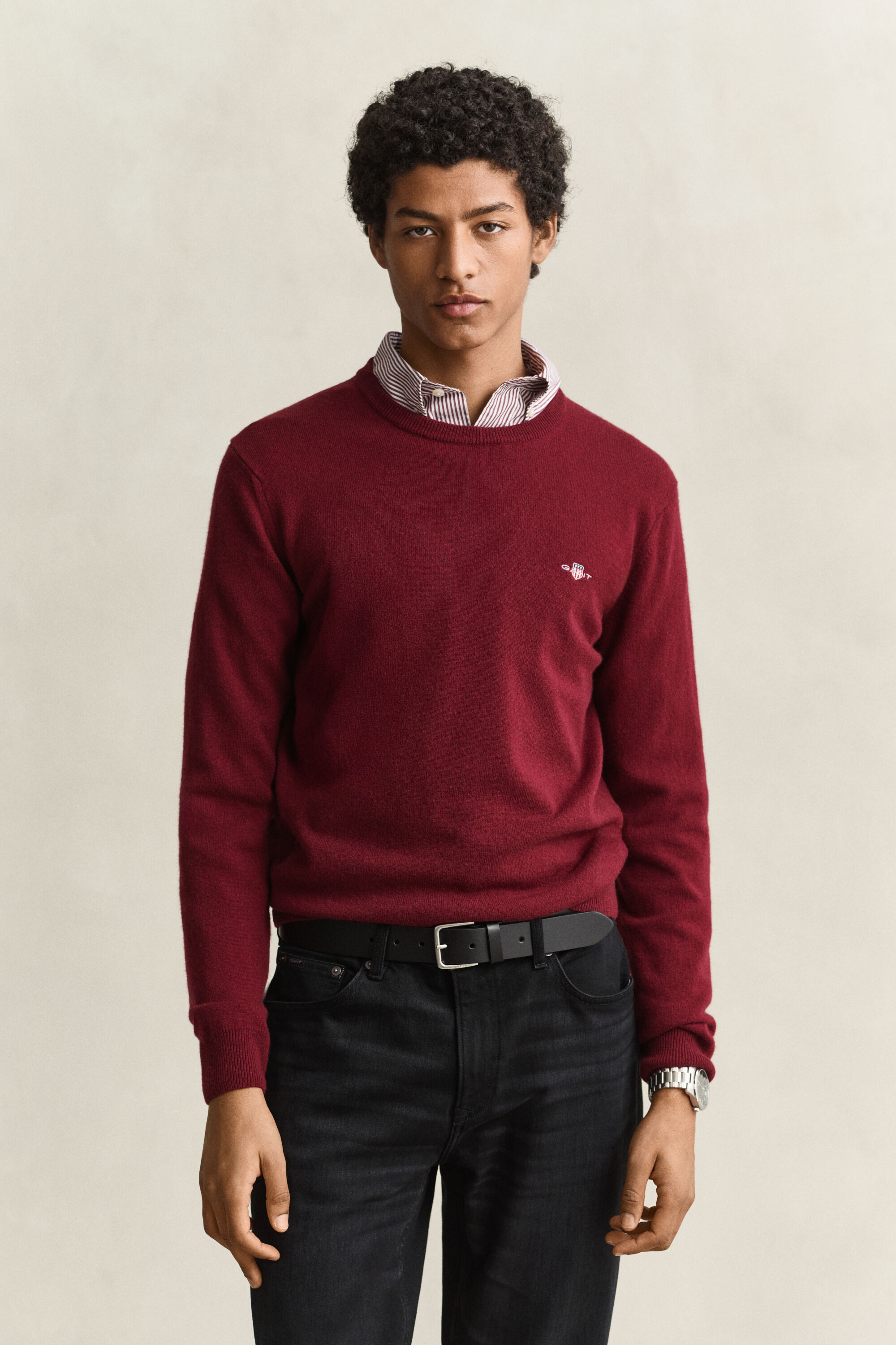 Crewneck sweater i lammeuld