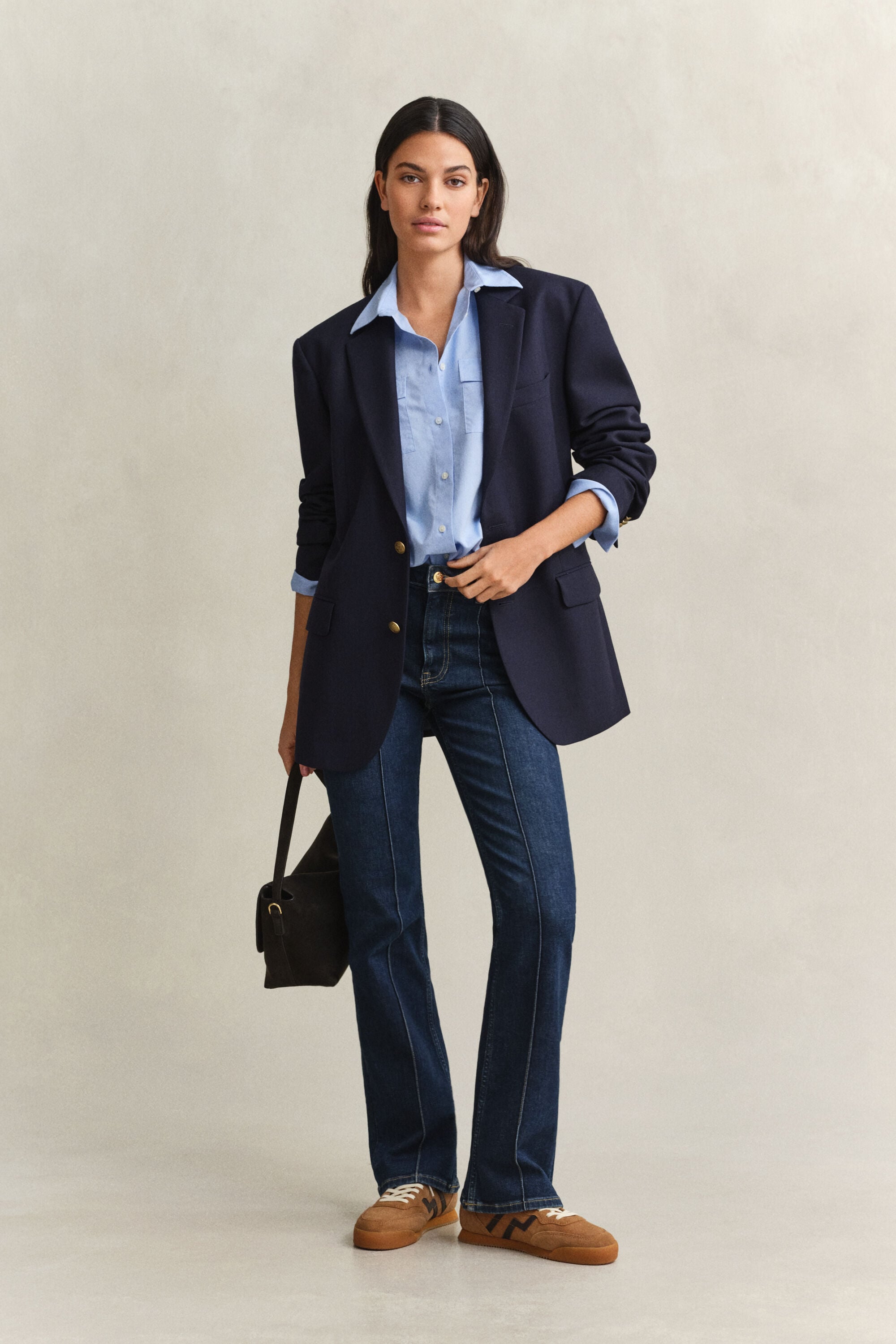Slanke pintuck jeans med svaj