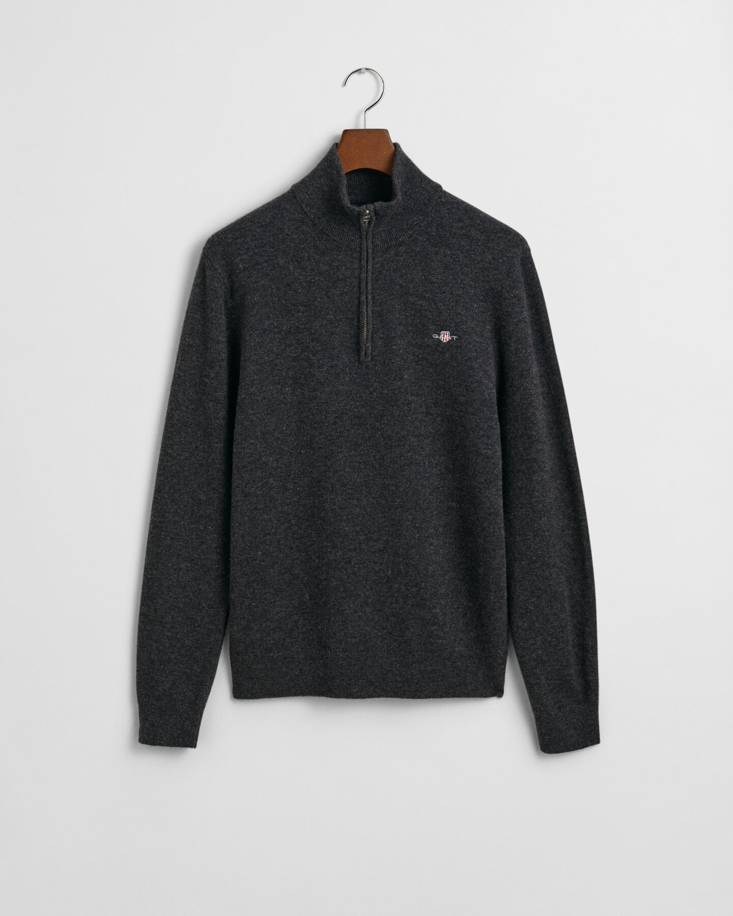 Sweater af ekstra fin lammeuld med halv lynl&aring;s