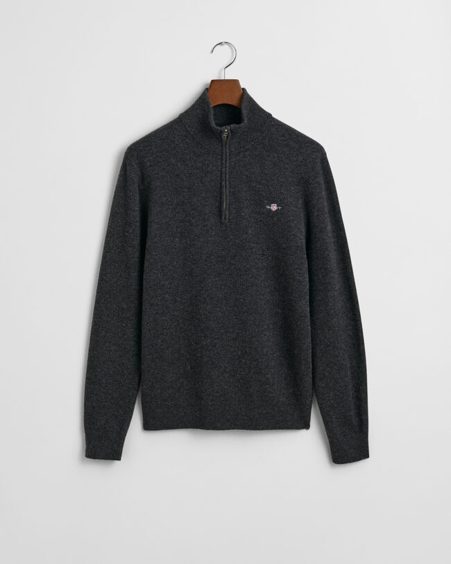 Sweater af ekstra fin lammeuld med halv lynl&aring;s