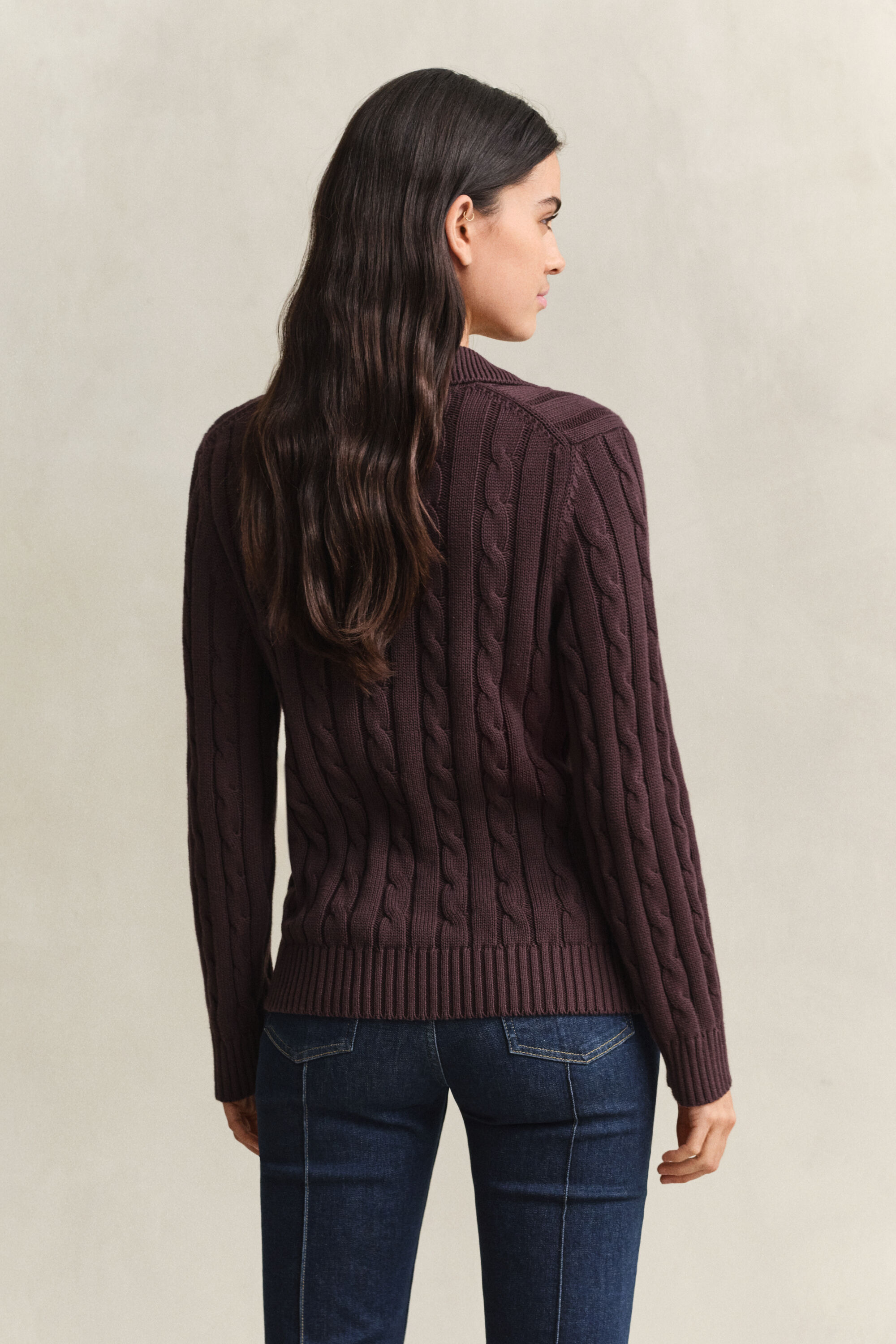 Sweater af bomuld med kabelstrik