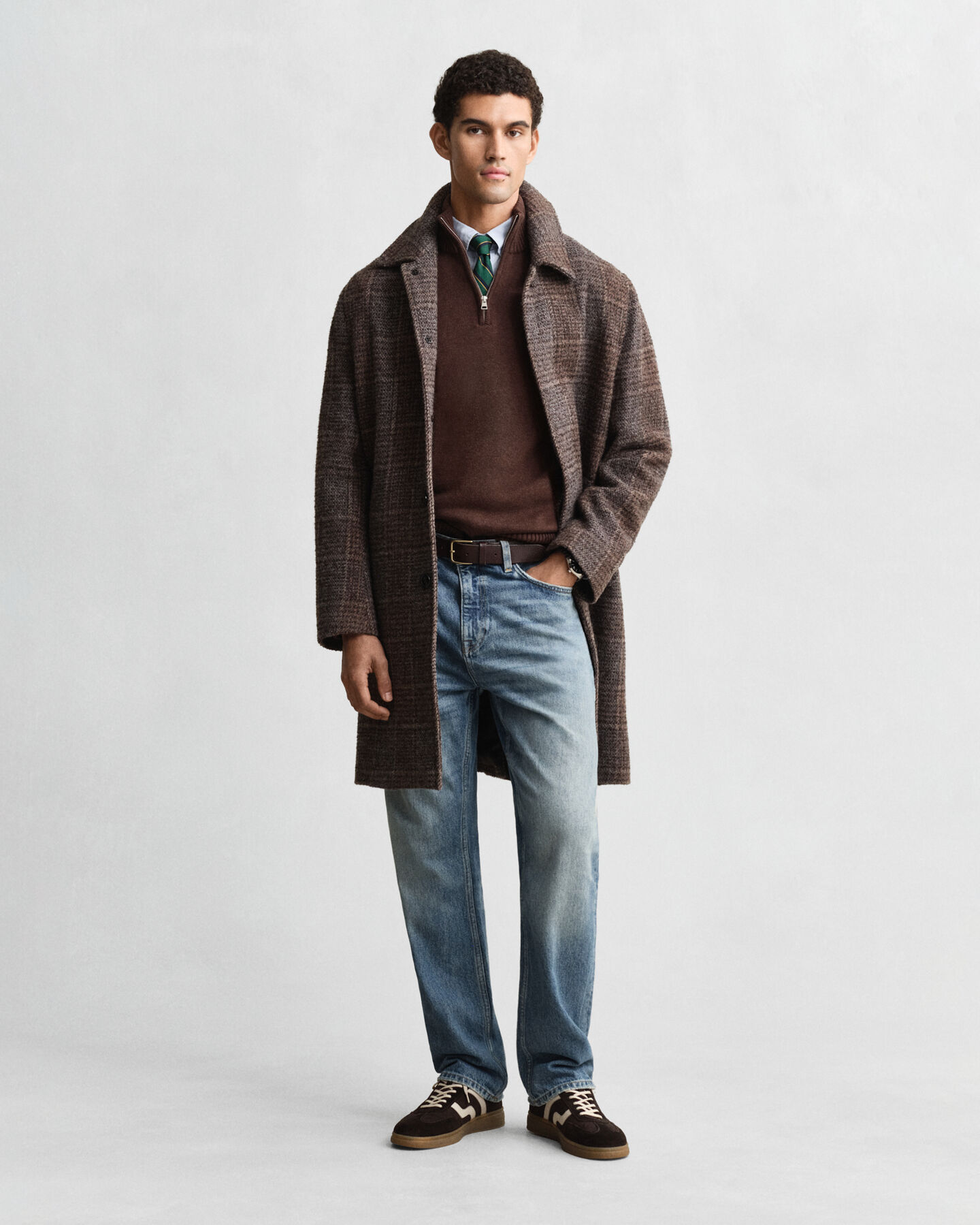 Afslappet sweater i bomuld med halv lynlås