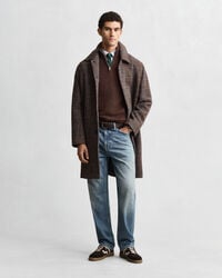 Afslappet sweater i bomuld med halv lynlås