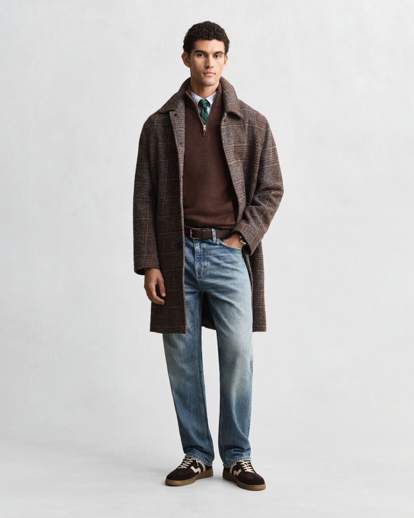 Afslappet sweater i bomuld med halv lynlås