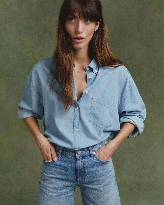 Oversized chambray skjorte
