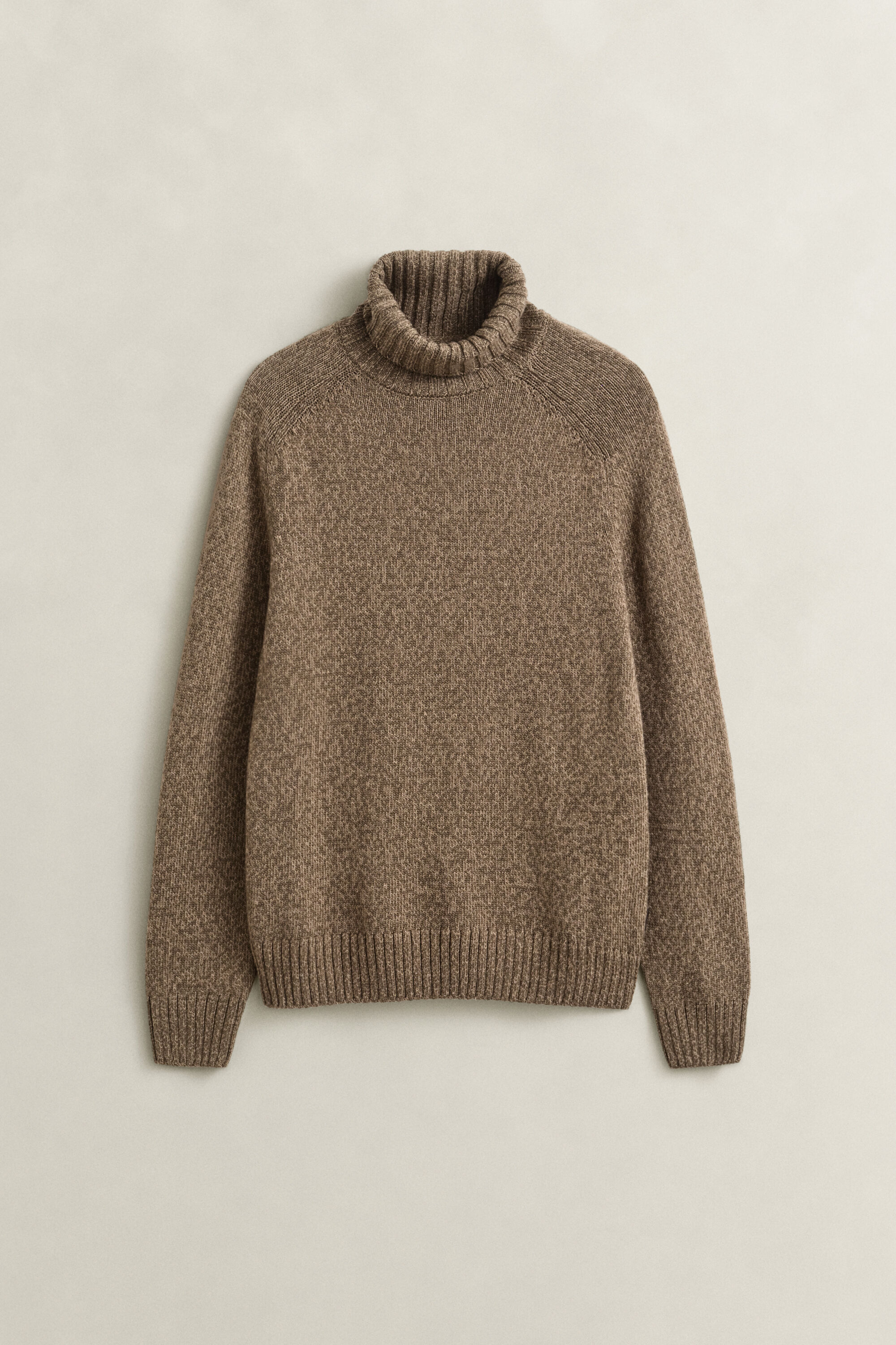 Rullekrave-sweater i uldblanding med mouliné