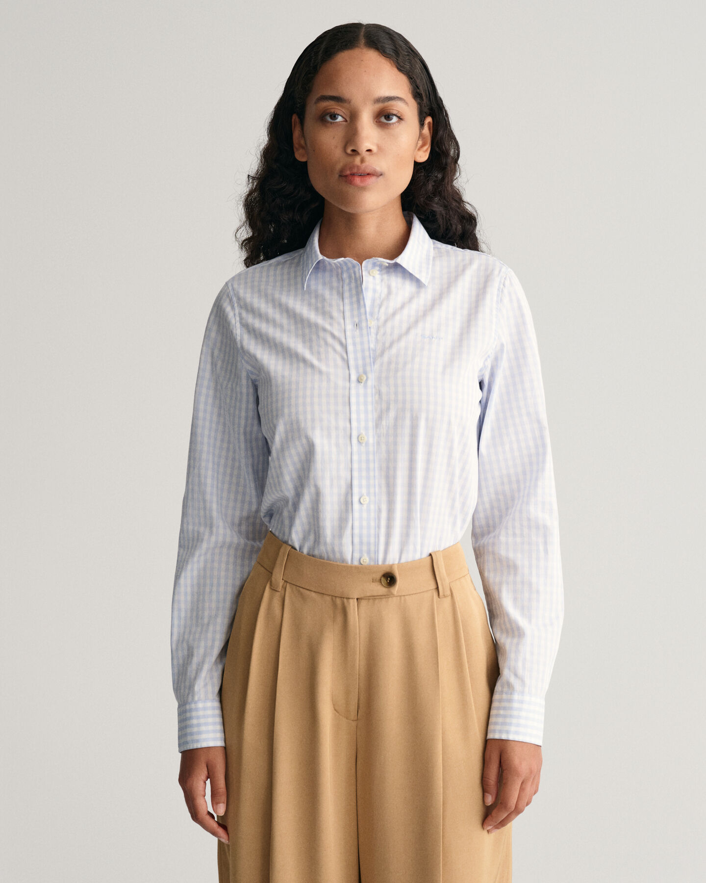 Regular fit gingham poplin skjorte
