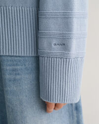 Tonal stribet crewneck sweater i bomuld