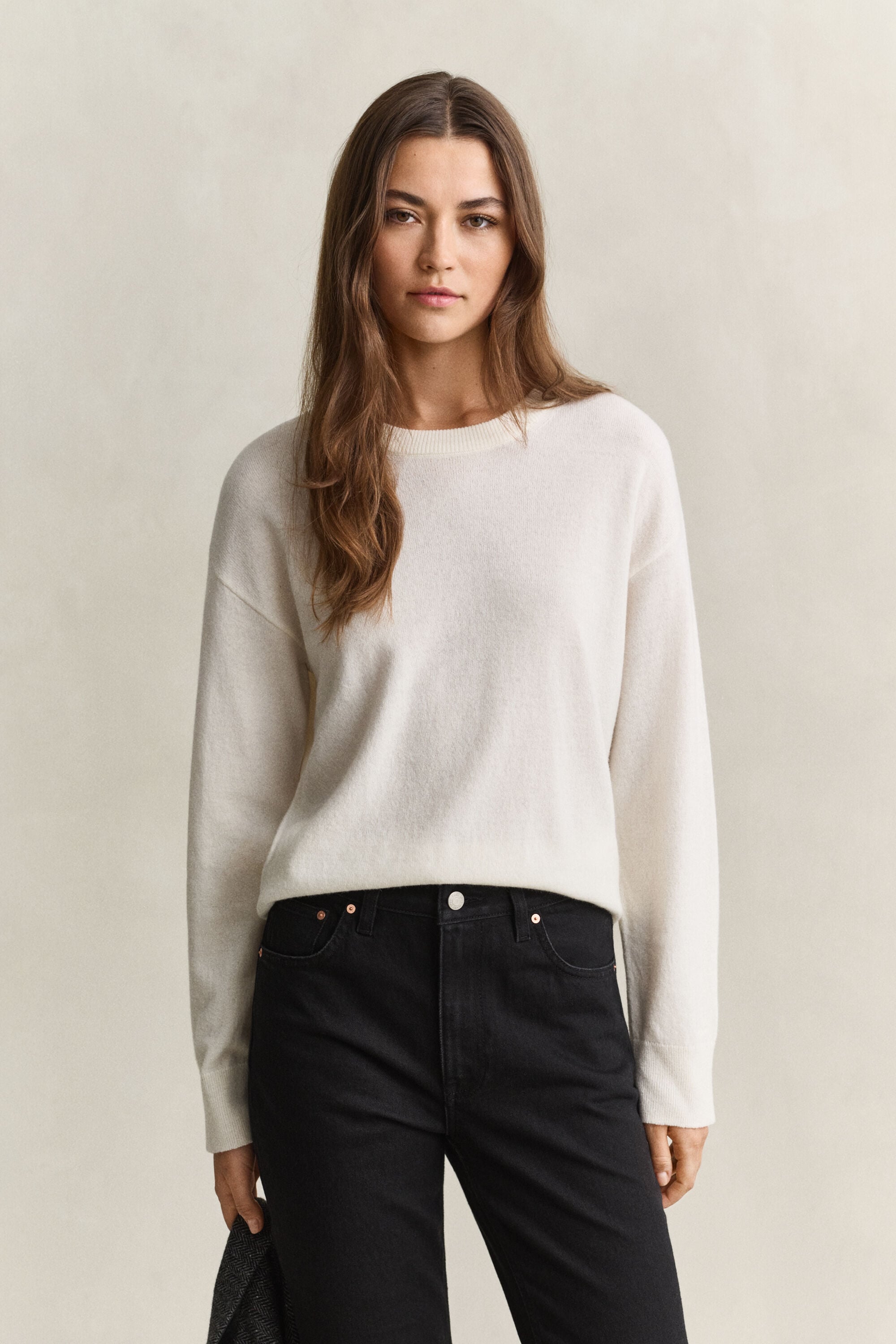 Crewneck sweater i ekstra fin lammeuld