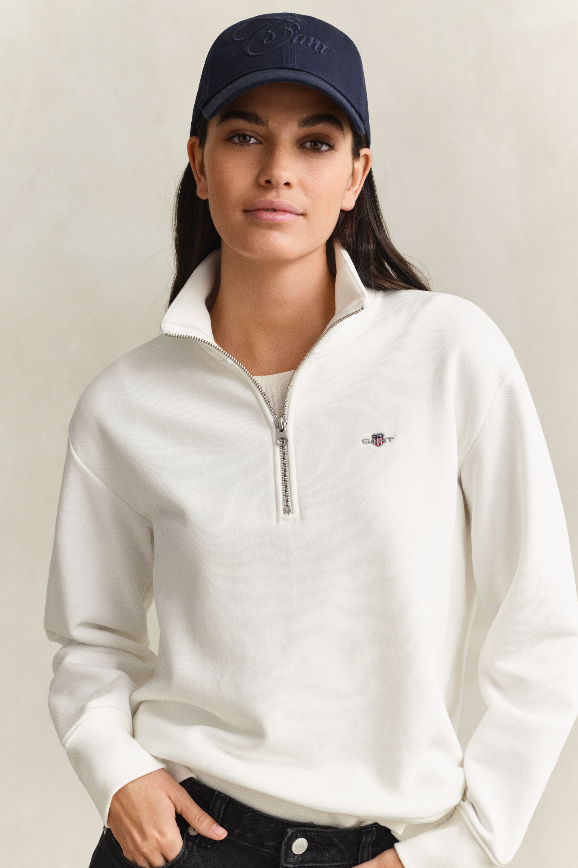 Shield sweatshirt med halv lynlås