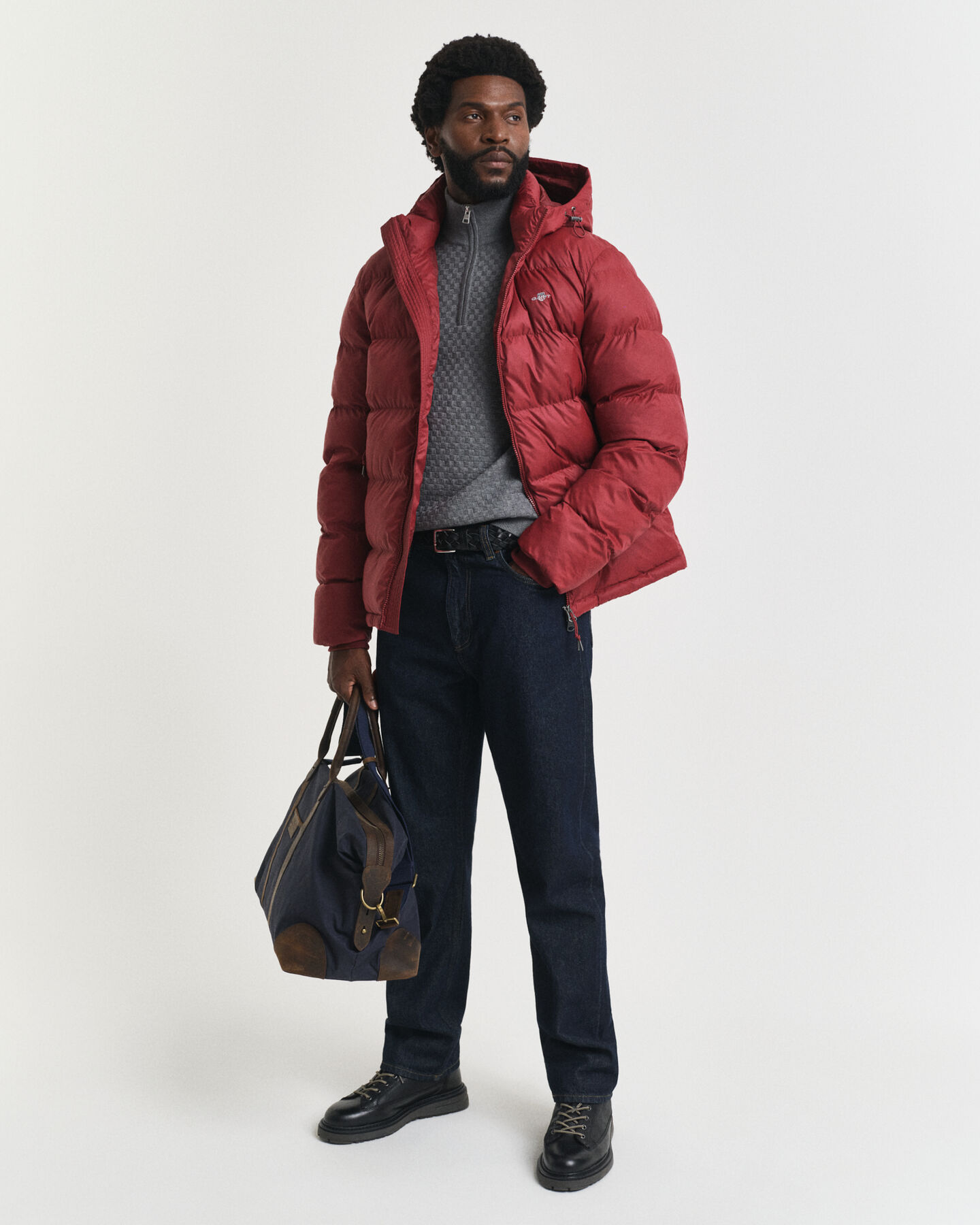 Sweater med mikrotekstur og halv lynlås