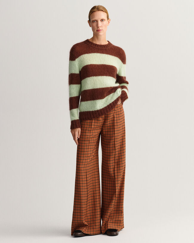 Mohair crewneck sweater med striber