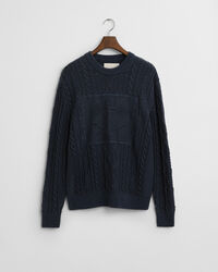 Crewneck sweater med kabelstrik