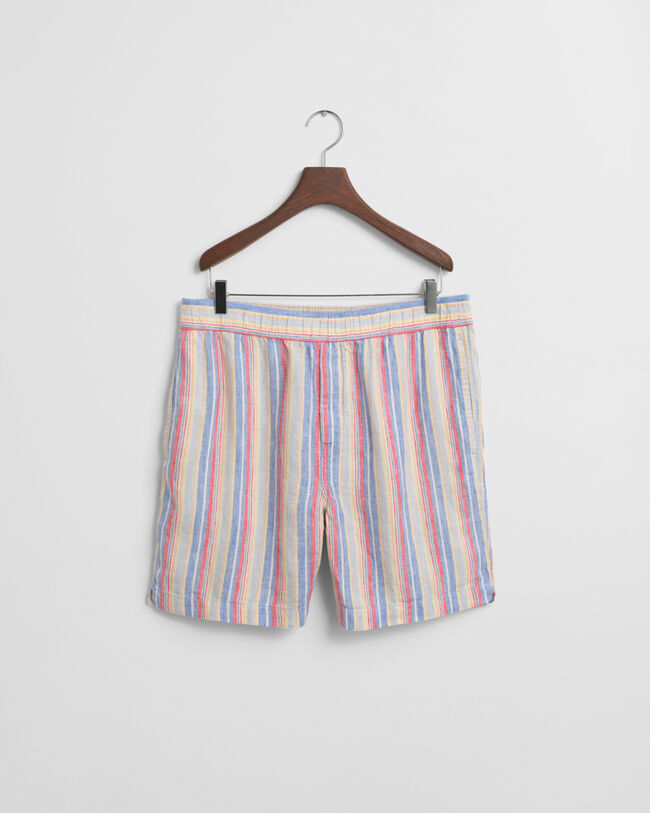 Regular fit flerstribede hørshorts