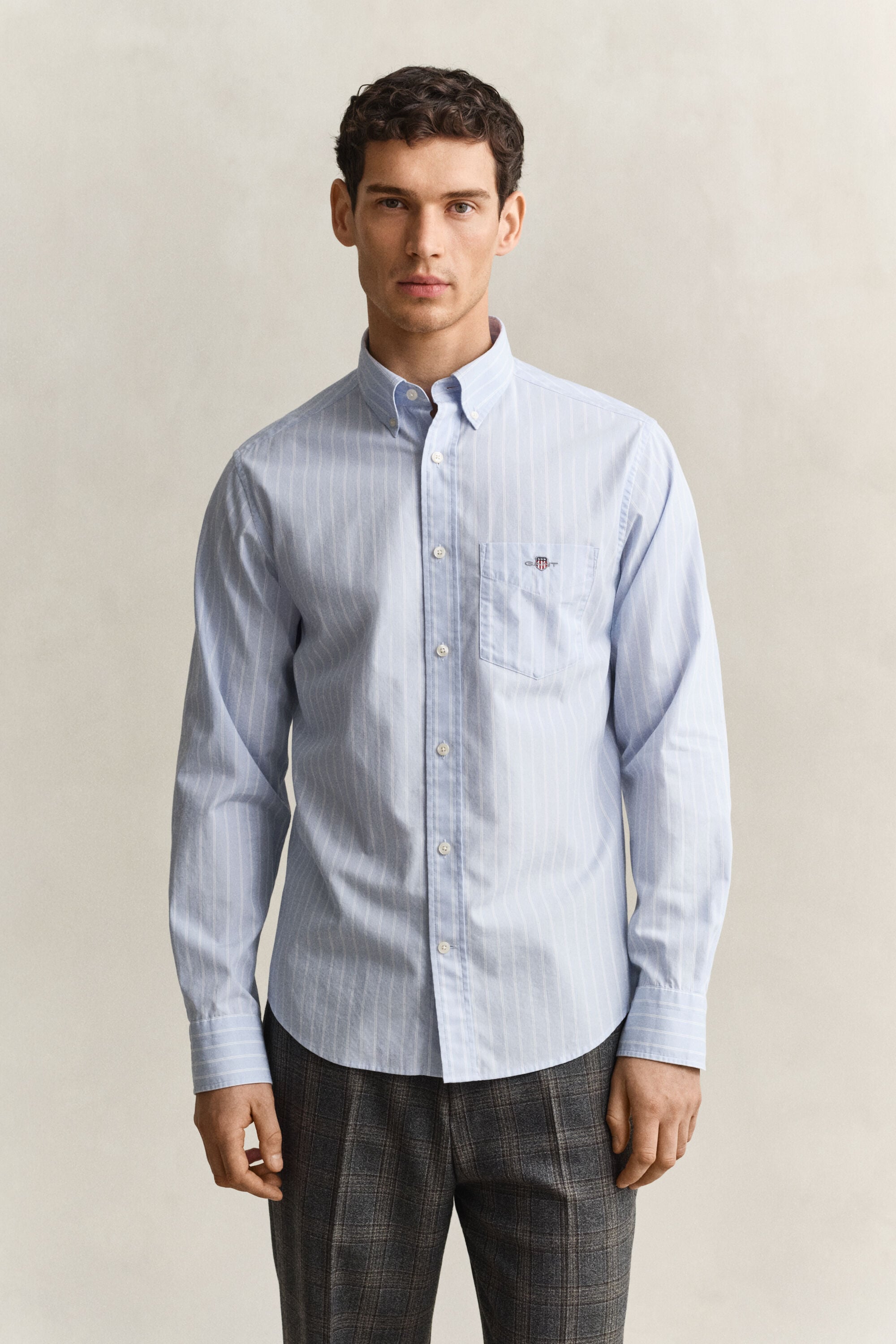 Stribet klassisk poplin-skjorte