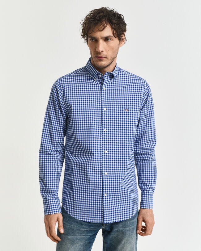 Regular fit klassisk gingham poplin-skjorte