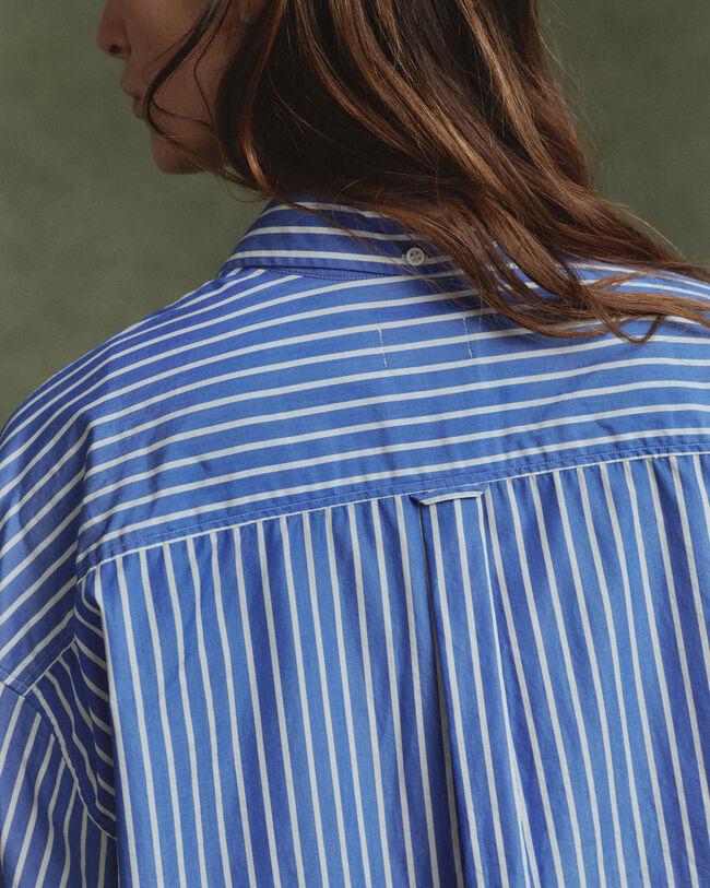 Oversized stribet skjortekjole