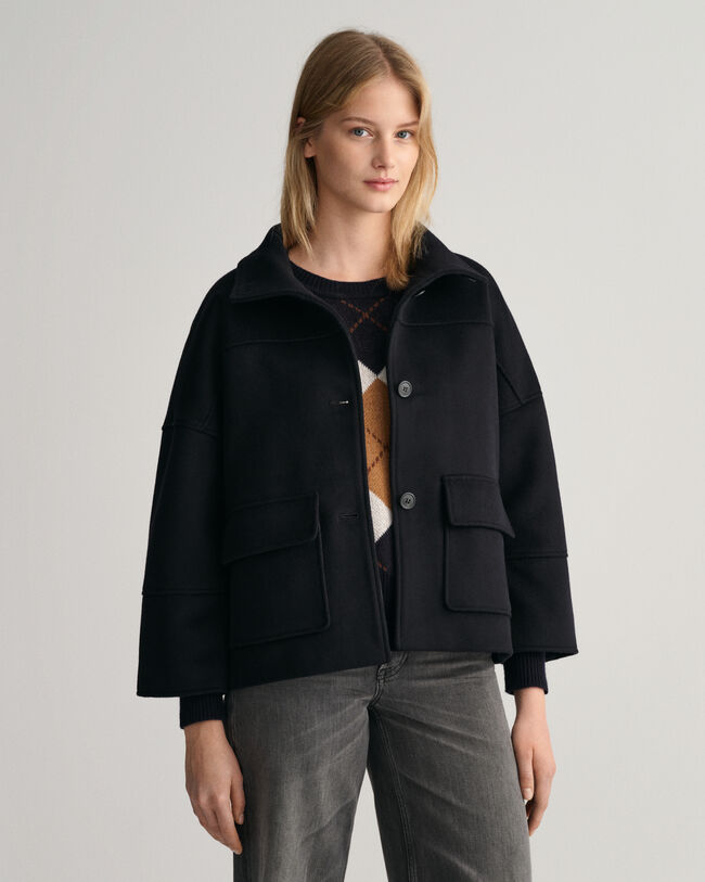 Kort jakke af uldblanding