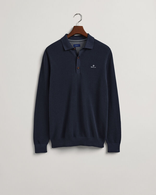 Polo sweater af bomuldspiqué